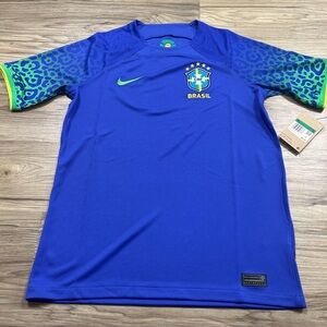 NIKE BRAZIL 22/23 AUTHENTIC AWAY JERSEY BLUE GREEN SPARK Kids XL DN0822-433 $80